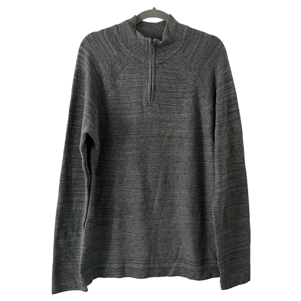Flag & Anthem Men's Mock Neck Quarter Zip Gray Pullover Sweater M Medium New